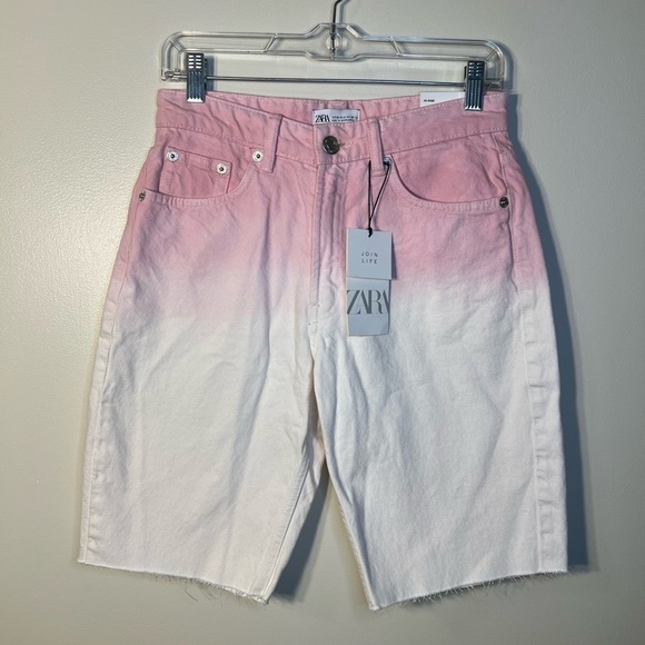 ✨5 for $25✨ Zara Pink Ombre Denim Jean Bermuda Shorts - Picture 3 of 7